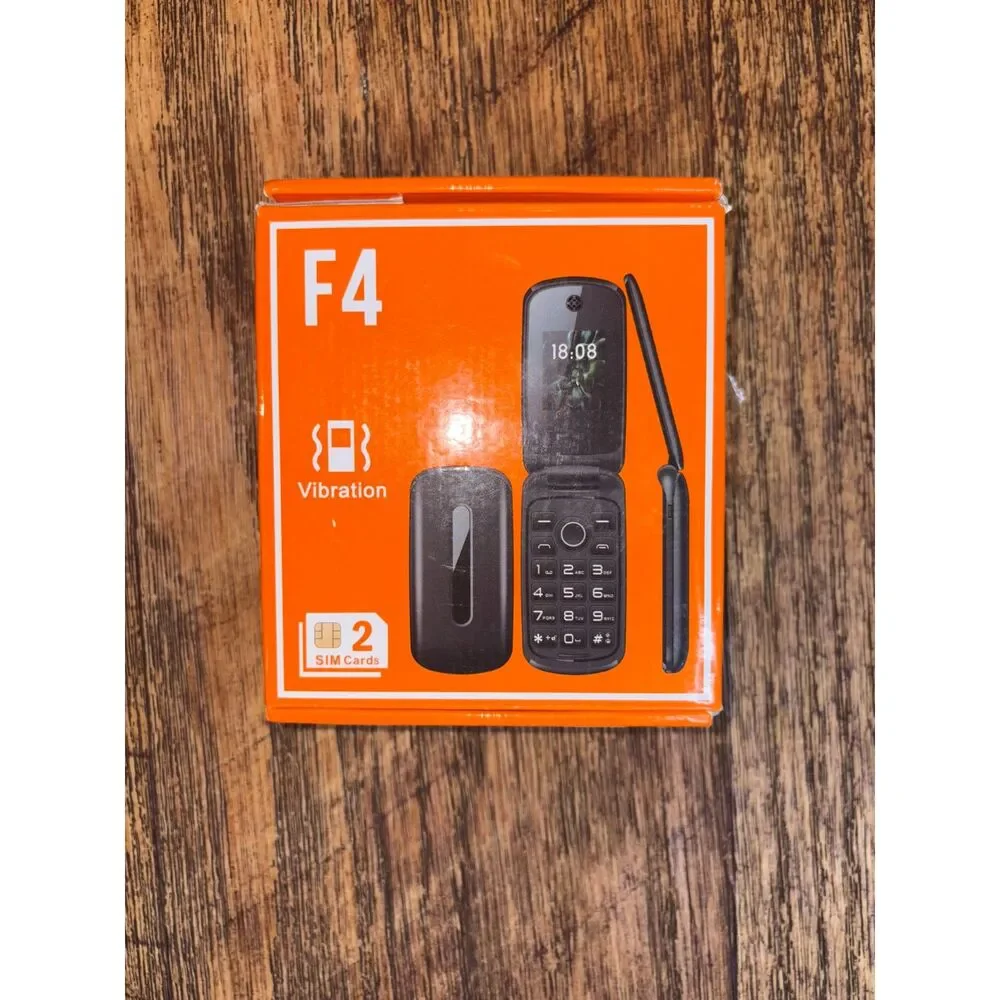 S-Mobile F4 Flip Phone Chrome Black Dual SIM Open Box Phone & Charger